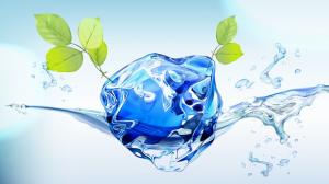3D water with green leaves wallpaper thumb