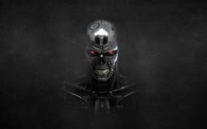 terminator, skeleton, metal, black, eyes wallpaper thumb