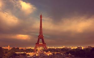 Paris, Eiffel Tower, France, road, cars, dusk wallpaper thumb