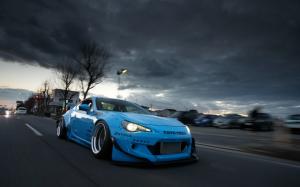 Toyota GT86 blue supercar front view wallpaper thumb