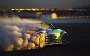 Nissan 350Z Drift Burnout Smoke HD wallpaper thumb