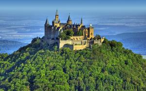 Castle, Hohenzollern, Germany, mountain, forest wallpaper thumb