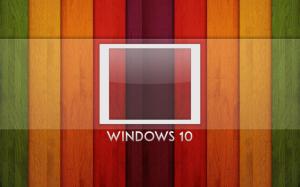 Windows 10 system, logo, rainbow background, wood board wallpaper thumb