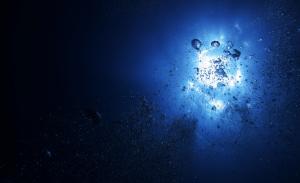water, light, bubbles, depth, dark blue wallpaper thumb