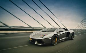 Lamborghini Aventador Car Speed Bridge wallpaper thumb