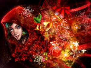 Art pictures, girl, Merry Christmas, gifts wallpaper thumb