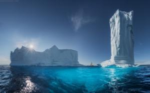 Landscape, Greenland, Ice, Sea, Sun Rays, Blue, Tower, Water, Iceberg, Nature wallpaper thumb
