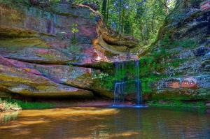 waterfall, river, colored, stones wallpaper thumb
