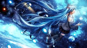 Hatsune Miku, Anime, Vocaloid, Space, Long Hair, Twintails, Detached Sleeves wallpaper thumb