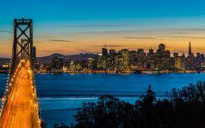 Bay Bridge, Oakland, San Francisco, California, USA, night, city lights wallpaper thumb