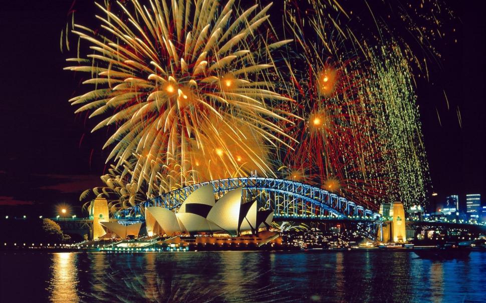 Fireworks Over the Sydney Opera House and Harbor Bridge wallpaper,1920x1200 wallpaper