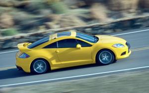 Mitsubishi yellow supercar, speed, road wallpaper thumb