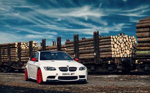 BMW M3 E92 white car in the railway station wallpaper thumb