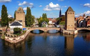 Strasbourg, France, bridge, houses, river wallpaper thumb