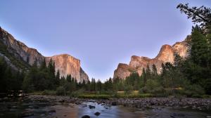 Yosemite Mountains Trees Forest Landscape Rock Stone River HD wallpaper thumb