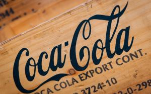 Coca-Cola logo, wood board wallpaper thumb