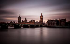 England, London, night, twilight, city, bridge, house wallpaper thumb