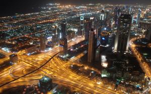 United Arab Emirates, Dubai, city, metropolis, skyscrapers, lights wallpaper thumb