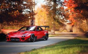 Mazda RX-7 red supercar, autumn wallpaper thumb