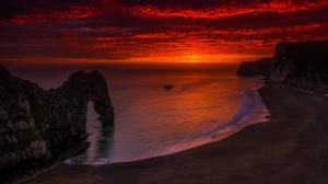 Beach Sunset Arch Rocks Stones HD wallpaper thumb