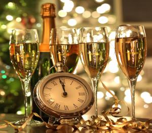 new year, christmas, glasses, champagne, clock, foretaste, mood wallpaper thumb