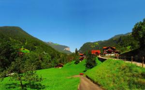 Bern Lauterbrunnen, Switzerland, countryside scenery, houses, trees, mountains wallpaper thumb