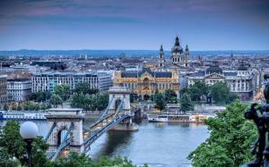 Budapest, Szechenyi Chain Bridge, Danube, river, city, architecture wallpaper thumb