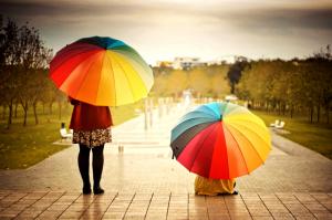 umbrellas, colorful, kids, rainbow, weather, mood wallpaper thumb