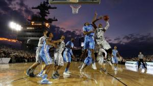 College basketball game on an aircraft carrier HD wallpaper thumb