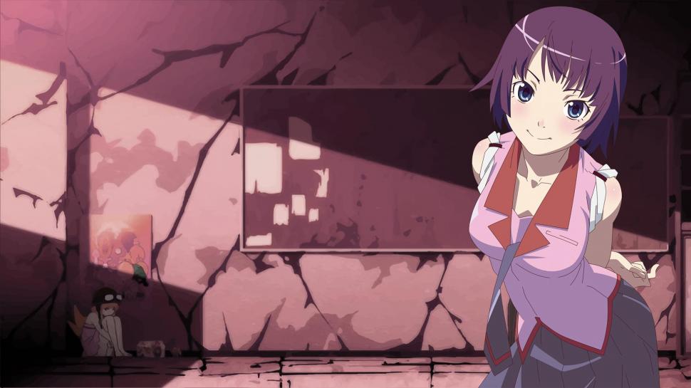 Senjougahara Hitagi, Monogatari Series, Anime Girl, Purple Hair wallpaper,senjougahara hitagi HD wallpaper,monogatari series HD wallpaper,anime girl HD wallpaper,purple hair HD wallpaper,1920x1080 wallpaper
