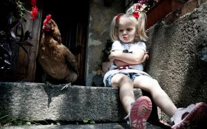 Little Girl and Chicken wallpaper thumb