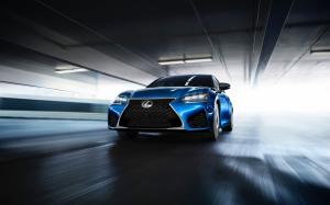 Lexus GS F blue car front view and speed wallpaper thumb