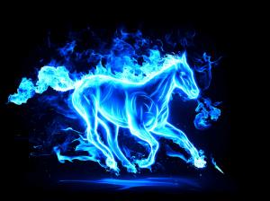 2014 New Year, blue abstract horse wallpaper thumb