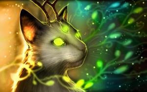 Horned Cat with Glowing Eyes wallpaper thumb