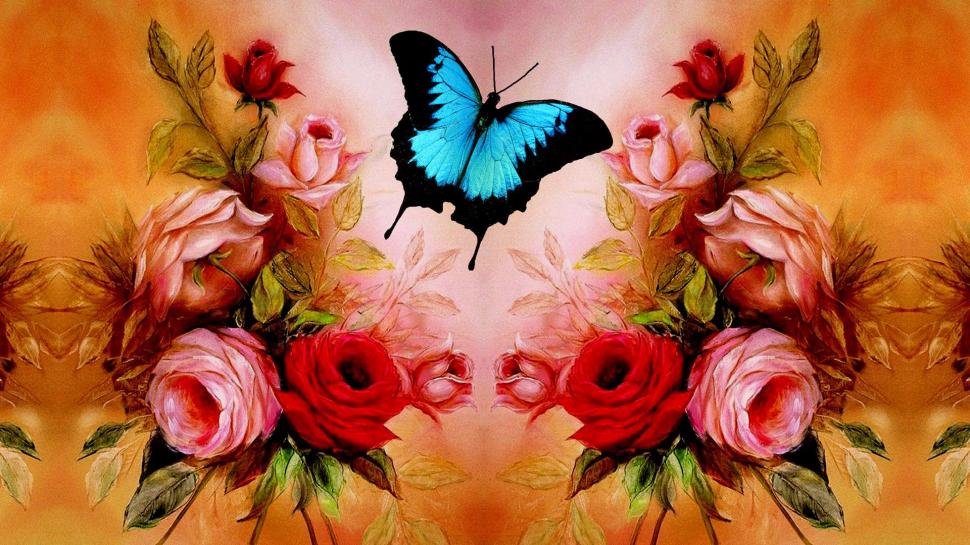 Butterfly Roses wallpaper | colorful | Wallpaper Better