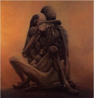 Zdzisław Beksiński, Pincels, Hug, Skeleton wallpaper thumb