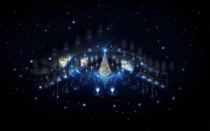 tree, garlands, holiday, fireworks, christmas, night wallpaper thumb
