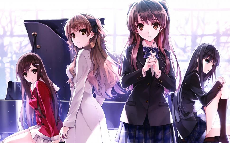 Four beautiful anime girls, schoolgirls, piano wallpaper,Four HD wallpaper,Beautiful HD wallpaper,Anime HD wallpaper,Girls HD wallpaper,Schoolgirls HD wallpaper,Piano HD wallpaper,2560x1600 wallpaper