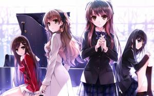 Four beautiful anime girls, schoolgirls, piano wallpaper thumb