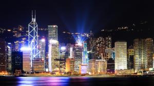 Hong Kong Buildings Skyscrapers Night Lights HD wallpaper thumb