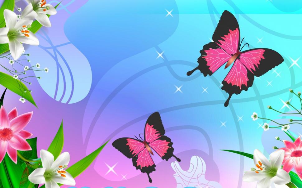 Pink butterflies wallpaper,digital art HD wallpaper,1920x1080 HD wallpaper,butterfly HD wallpaper,lily HD wallpaper,ultra wallpapers HD wallpaper,4k HD wallpaper,2880x1800 wallpaper