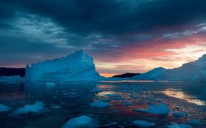 Greenland, snow, ice, sunset, sea wallpaper thumb