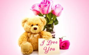 Valentines Day Teddy Bear pink roses i love you wallpaper thumb