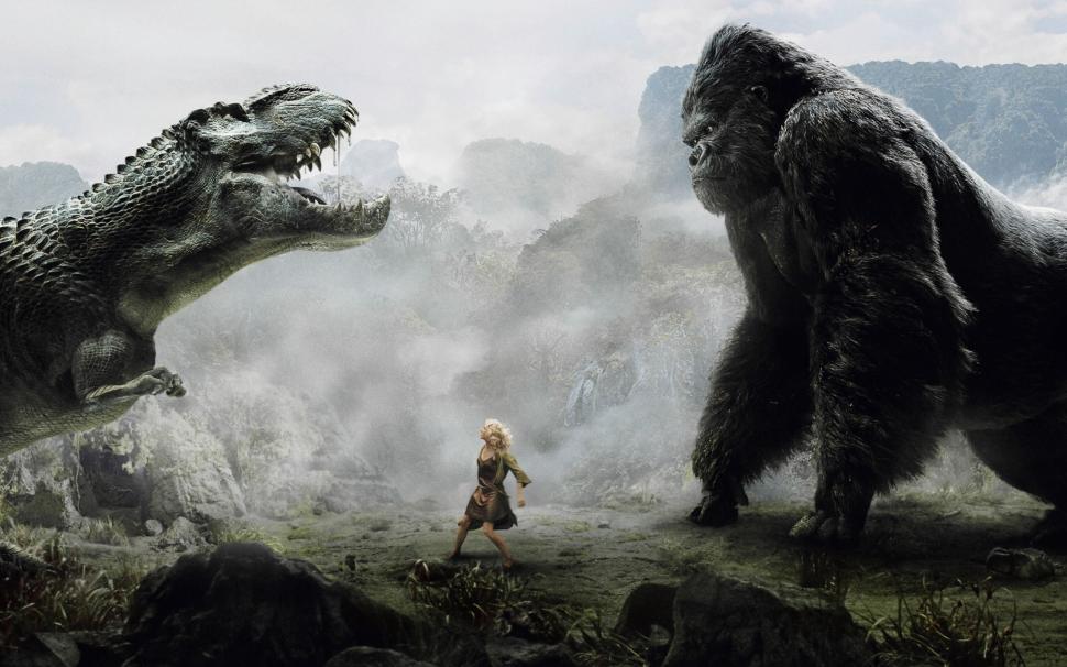 King Kong vs Dinosaur wallpaper,gorilla HD wallpaper,dinosaur HD wallpaper,2880x1800 wallpaper