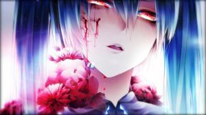 anime girls, anime, crying, Hatsune Miku, flowers, red eyes wallpaper thumb