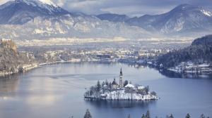 Oft Photographed Lake Bled Slovenia In Winter wallpaper thumb