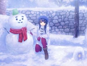 Anime Girls, Coffee-Kizoku, Original Characters, Snowman wallpaper thumb