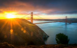 USA, city, Golden Gate Bridge, morning sun wallpaper thumb