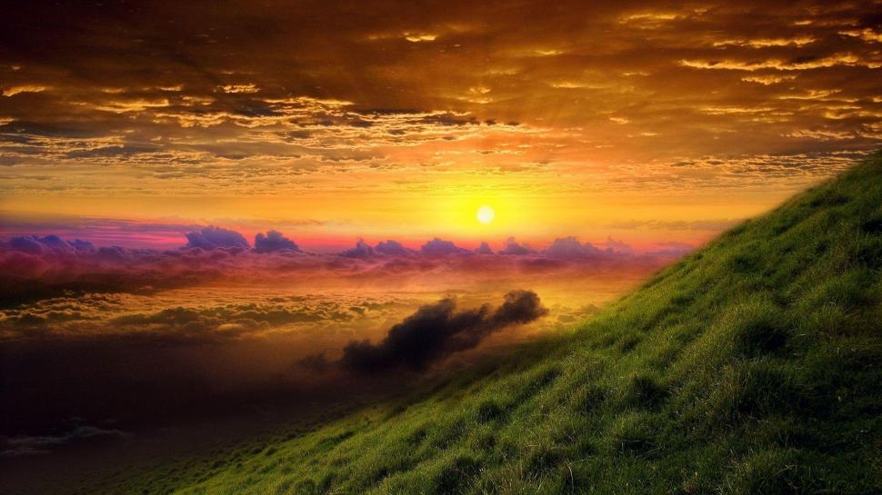Colorful Sunrise Above The Clouds wallpaper,grass HD wallpaper,sunrise HD wallpaper,mountains HD wallpaper,clouds HD wallpaper,3d & abstract HD wallpaper,1920x1080 wallpaper