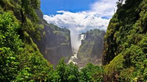 Beautiful landscape, Victoria Falls, Zimbabwe, cliffs, clouds, waterfalls wallpaper thumb